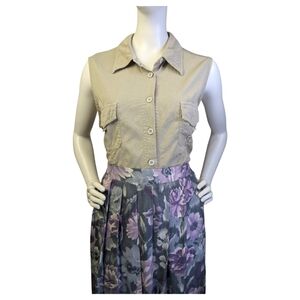 Vintage Made In Canada Minimalist Beige Sleeveless Top | Joie De Vivre | Size XL